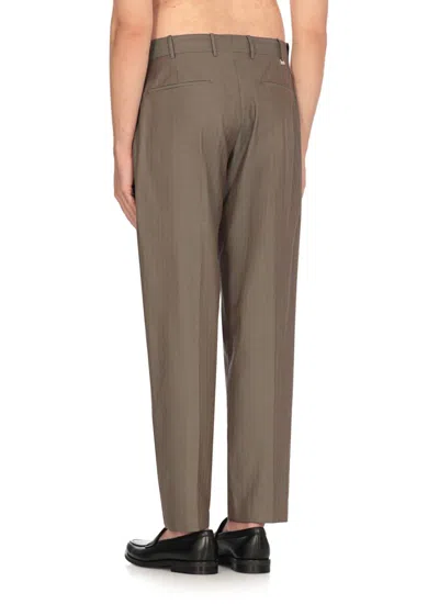 Pt Torino Superslim Trousers In Cotton And Silk In Green