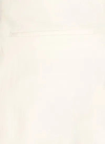 Pt Torino Refined Cotton Twill White Trousers With Detailing In White