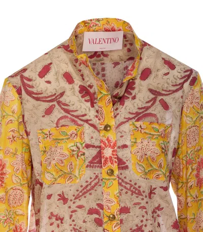 Valentino Crewneck Floral Pattern Collared Neck In Multicolour