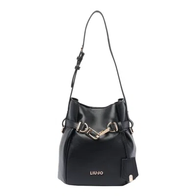 Liu •jo Bucket Bag With Buckle Detail And Gold-tone Hardware In Black