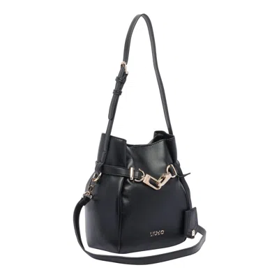 Liu •jo Bucket Bag With Buckle Detail And Gold-tone Hardware In Black