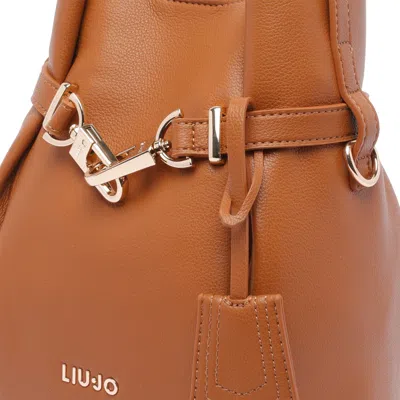 Liu •jo Bucket Bag With Buckle Detail And Top Handle In Brown