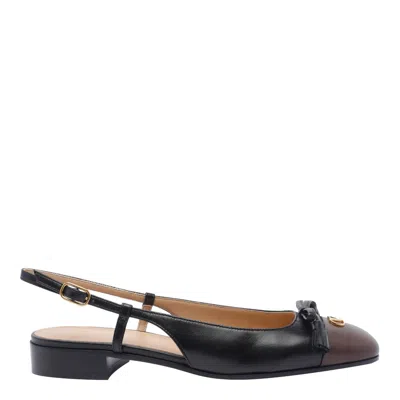Valentino Valet Du Roi Leather Slingback Ballerina Flat In Black