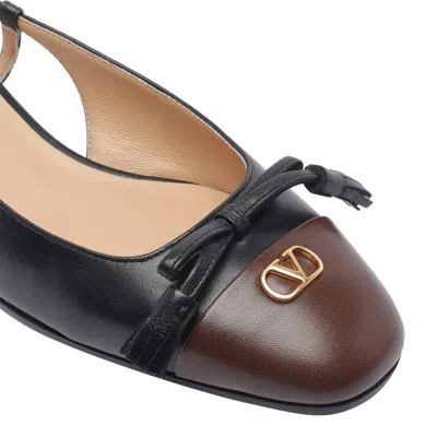 Valentino Valet Du Roi Leather Slingback Ballerina Flat In Black