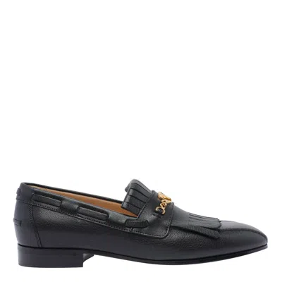 Valentino Vlogo Signature Kidskin Loafer With Fringes In Black