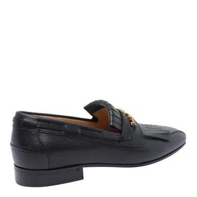 Valentino Vlogo Signature Kidskin Loafer With Fringes In Black