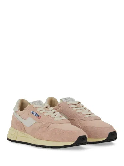 Autry Low Sneaker With Suede Panels And Rubber Sole In Pink