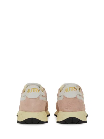 Autry Low Sneaker With Suede Panels And Rubber Sole In Pink