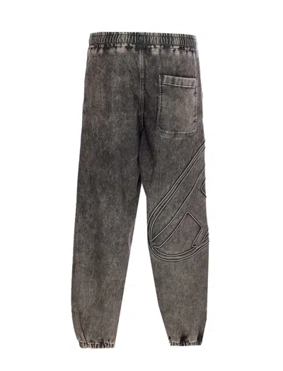 Diesel Track Pants With Embroidered Detail And Pockets In Grey
