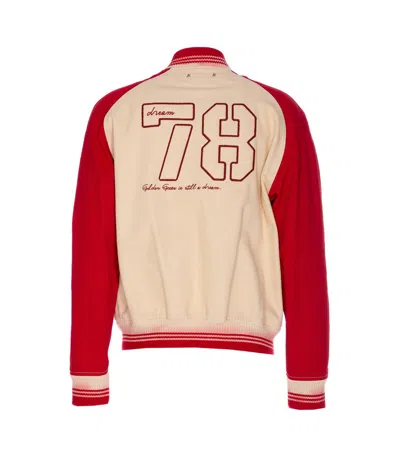 Golden Goose Nic Cotton Jacket With Maxi Golden Club Embroidery In Red