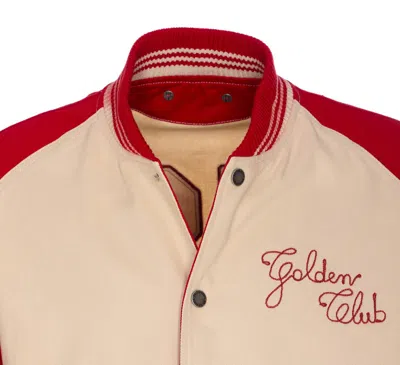 Golden Goose Nic Cotton Jacket With Maxi Golden Club Embroidery In Red