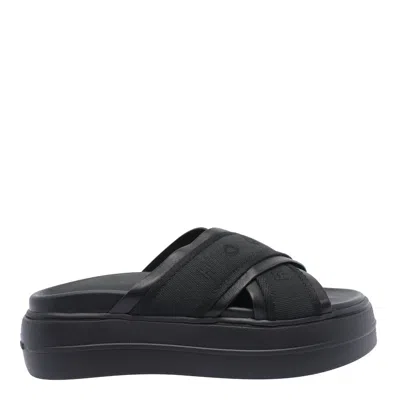 Hogan Cross Strap Platform Sandals In Black