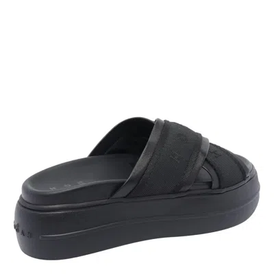Hogan Cross Strap Platform Sandals In Black