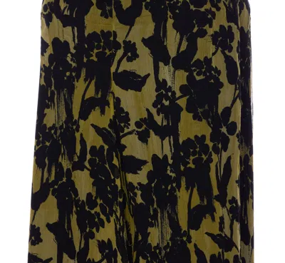 Victoria Beckham Floral Pattern Asymmetric Hem Midi Skirt In Green