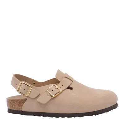 Birkenstock Nubuk Leather Tokio Clog Shoes In Beige