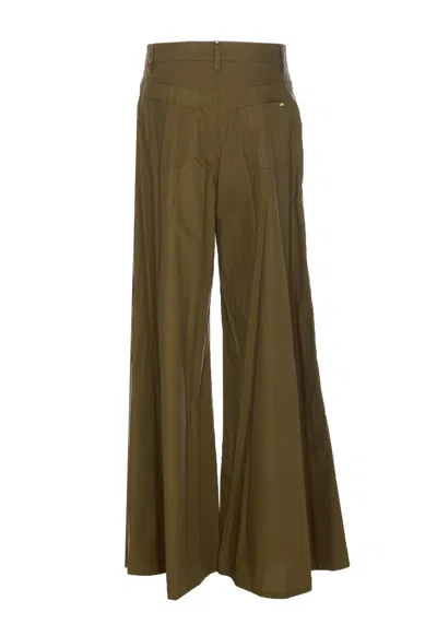 Liu •jo Wide-leg Flared Trousers With Back And Side Pockets In Green