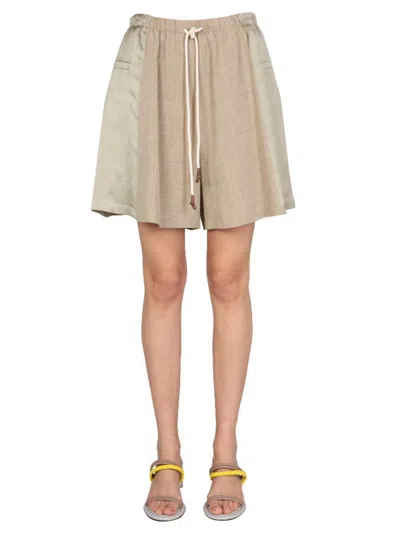 Alysi Bermuda With Tartan Motif In Beige