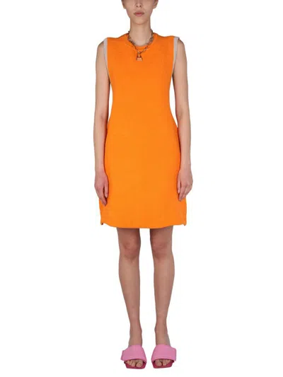 Jacquemus Sorbetto Knitted Mini Dress In Orange