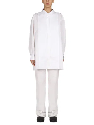 Raf Simons Logo Patch Shirt With Classic Collar For Women In White