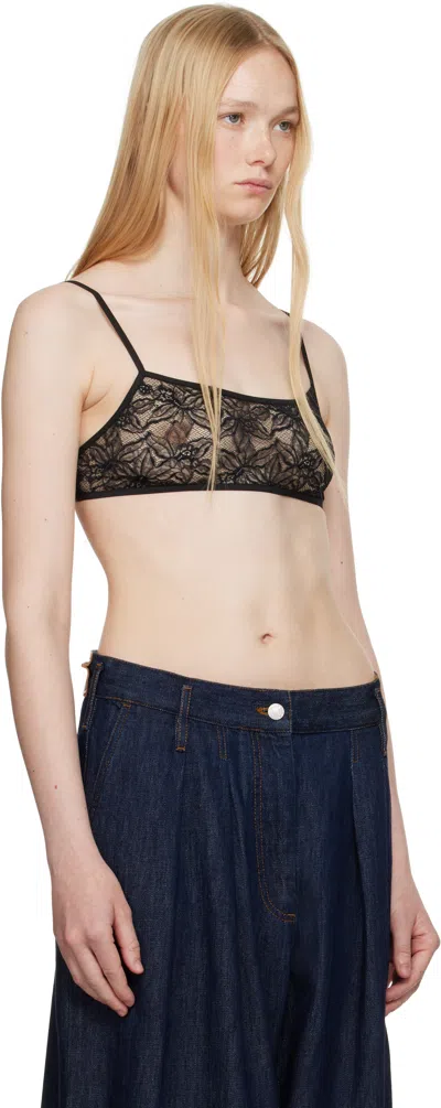Dries Van Noten Floral Stretch-lace Bralette In 900 Black
