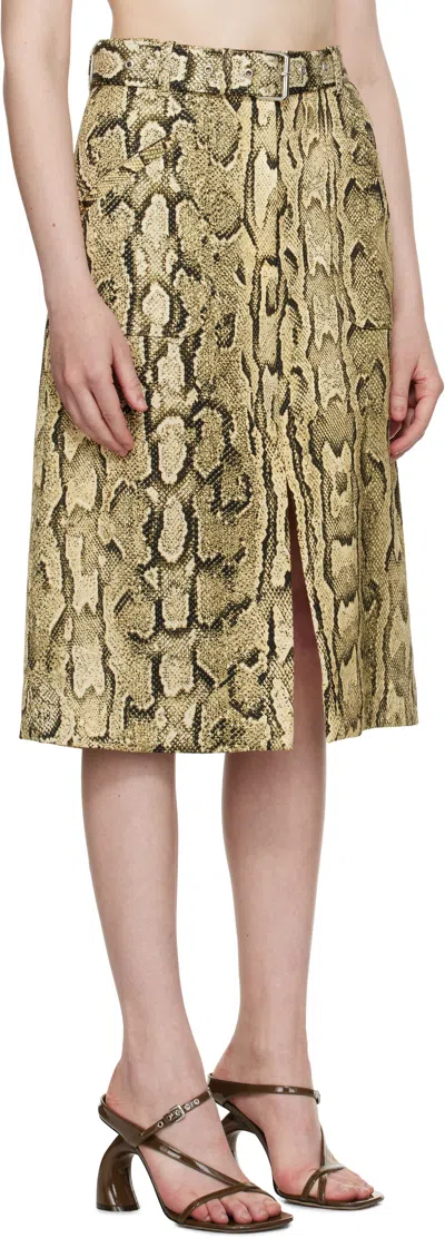 Dries Van Noten Sheraz Viscose And Cotton Skirt With Reptile Print In Brown