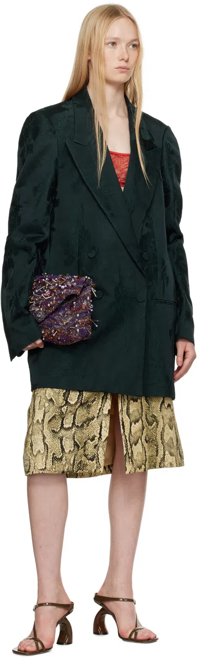 Dries Van Noten Sheraz Viscose And Cotton Skirt With Reptile Print In Brown