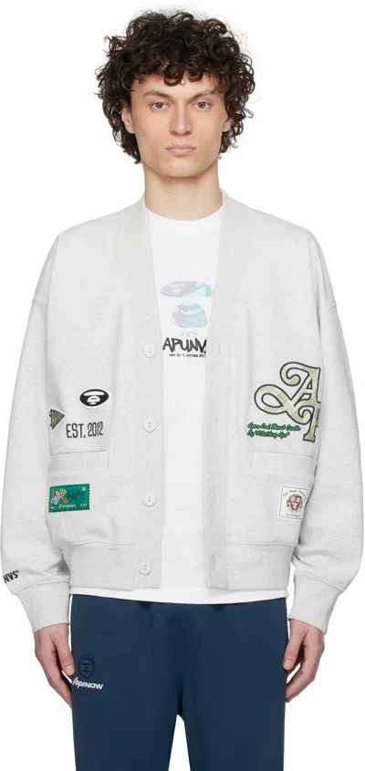 Aape By A Bathing Ape Gray Main Cardigan In Wh2 Heather White