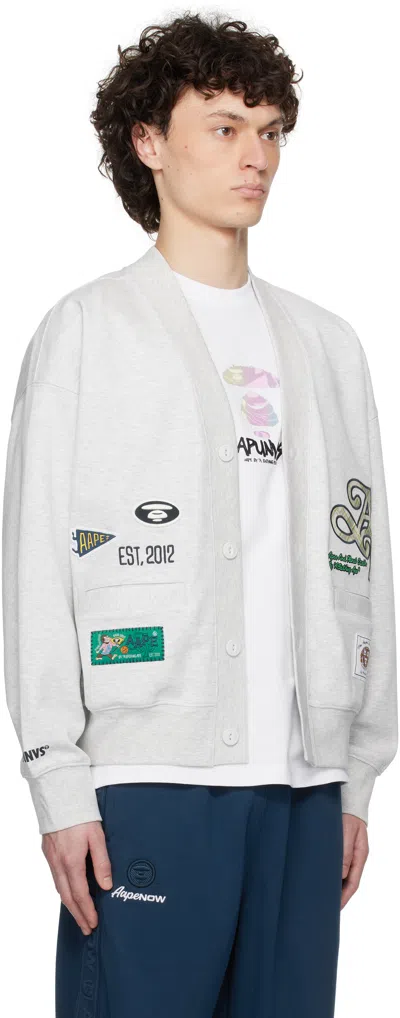 Aape By A Bathing Ape Gray Main Cardigan In Wh2 Heather White