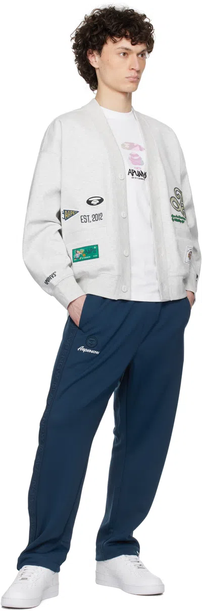 Aape By A Bathing Ape Gray Main Cardigan In Wh2 Heather White