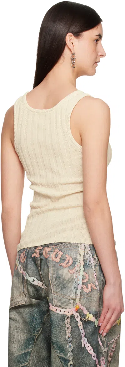 Acne Studios Distressed Ribbed-knit Cotton-blend Tank Top In Dbg Cream White