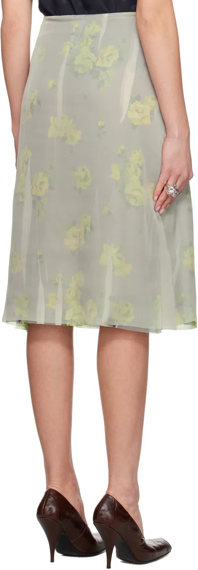 Acne Studios Floral Midi Skirt In Green