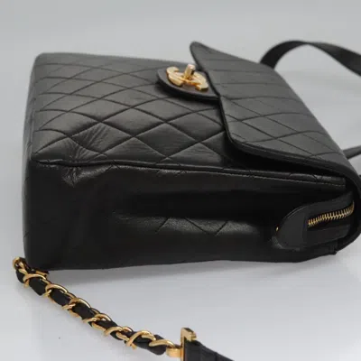 Pre-owned Chanel Single Flap Black Leather Backpack Bag ()
