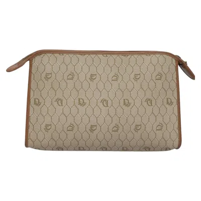 Pre-owned Dior Honeycomb Beige Canvas Clutch Bag ()