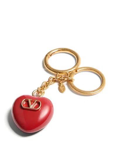 Valentino Coeur Royal Vlogo Key Chain Bag Charm In Gold