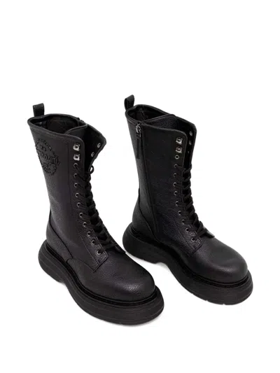 Chiara Ferragni Logo-rubberised Ankle Boots In Black