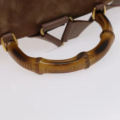 Pre-owned Gucci Bamboo Brown Suede Backpack Bag ()