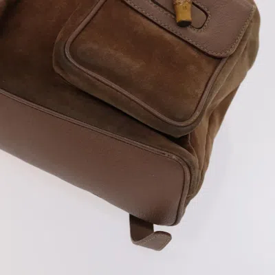 Pre-owned Gucci Bamboo Brown Suede Backpack Bag ()