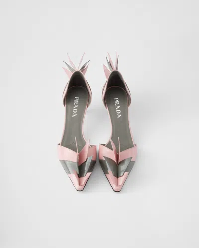 Prada Patent Leather Pumps In Orchid/steel In Pink