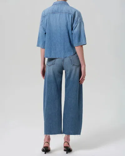 Citizen Of Humanity Citizens Of Humanity Ayla High Waist Raw Hem Ankle Baggy Wide Leg Jeans In Medium Wash Denim
