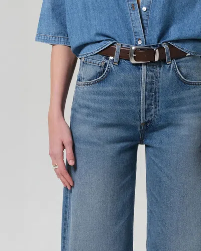 Citizen Of Humanity Citizens Of Humanity Ayla High Waist Raw Hem Ankle Baggy Wide Leg Jeans In Medium Wash Denim