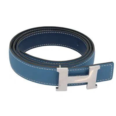 Pre-owned Hermes Hermès Constance Blue Leather Belt  ()