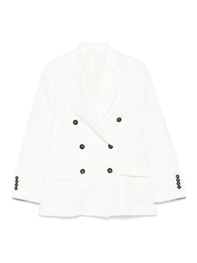 Brunello Cucinelli Double-breasted Tailored Jacket Featuring Back Vent In Multi