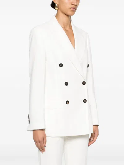 Brunello Cucinelli Double-breasted Tailored Jacket Featuring Back Vent In Multi