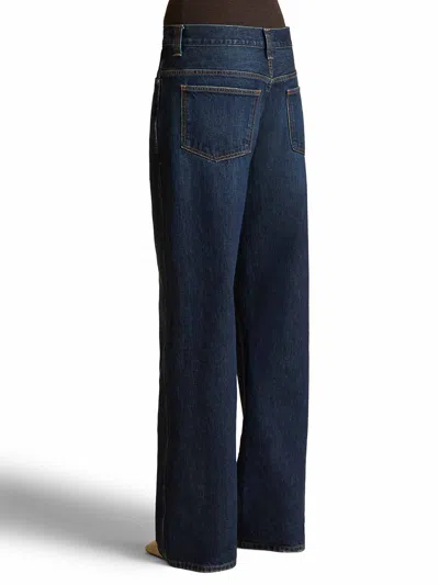 Khaite Winslow Mid Rise Denim Baggy Jeans In Blue
