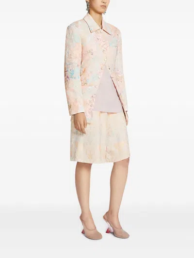 Dries Van Noten Basti Blazer With Embroidered Floral Pattern In Nude & Neutrals