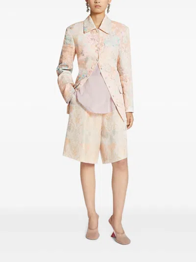 Dries Van Noten Basti Blazer With Embroidered Floral Pattern In Nude & Neutrals