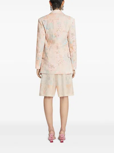 Dries Van Noten Basti Blazer With Embroidered Floral Pattern In Nude & Neutrals