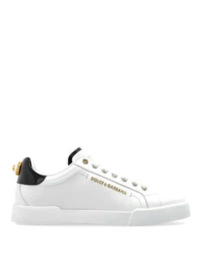 Dolce & Gabbana Dolce&gabbana White And Gold Low Sneakers