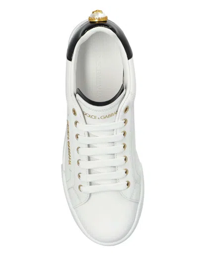 Dolce & Gabbana Dolce&gabbana White And Gold Low Sneakers