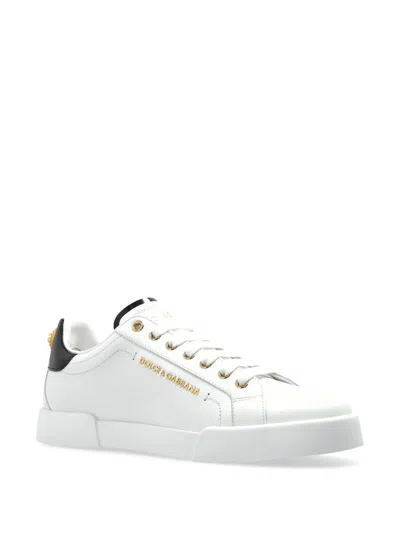 Dolce & Gabbana Dolce&gabbana White And Gold Low Sneakers